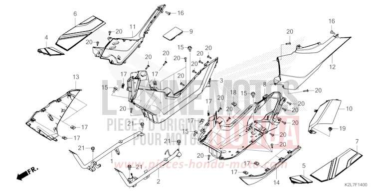 UNTERSTE STUFE/SEITENABDECKUNG von ADV 350 SPANGLE SILVER METALLIC (NHA49) von 2023